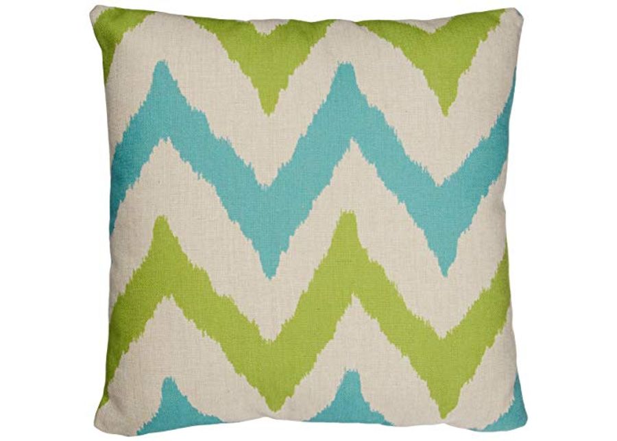 Christopher Knight Home Zora Outdoor 18" Water Resistant Square Pillows (Set of 4), Teal/Green Chevron