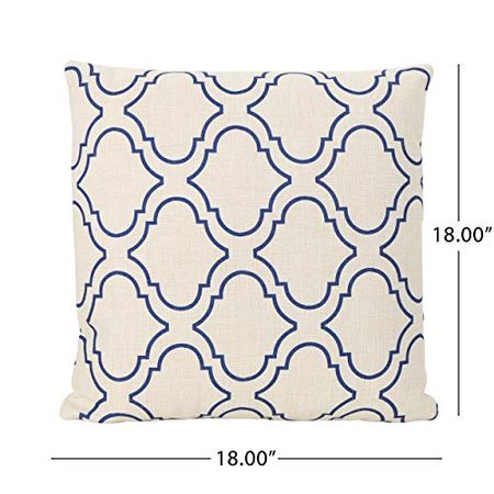 Christopher Knight Home Bucs Outdoor 18" Water Resistant Square Pillows (Set of 2), Blue on Beige