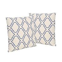 Christopher Knight Home Bucs Outdoor 18" Water Resistant Square Pillows (Set of 2), Blue on Beige