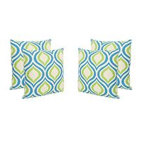 Christopher Knight Home Larissa Outdoor 18" Water Resistant Square Pillows (Set of 4), Blue/Green Ikat