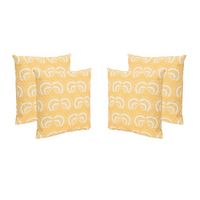 Christopher Knight Home Henry Outdoor 18" Water Resistant Square Pillows (Set of 4), Beige on Orange
