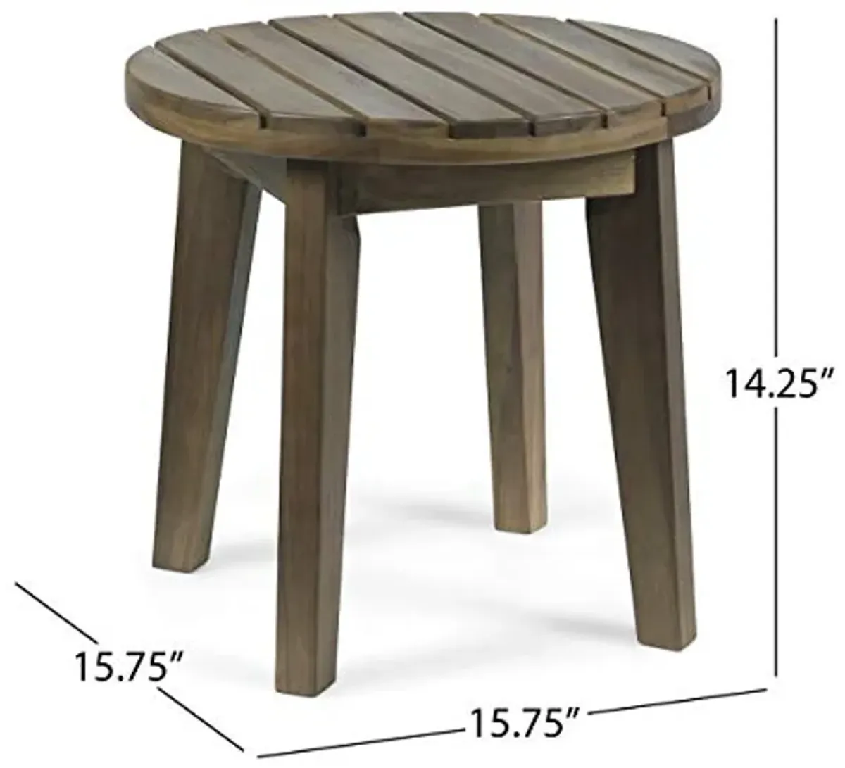 Christopher Knight Home Parker Outdoor 16" Acacia Wood Side Table, Gray Finish