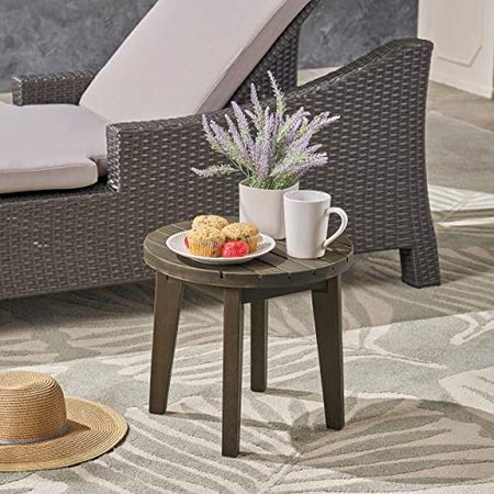 Christopher Knight Home Parker Outdoor 16" Acacia Wood Side Table, Gray Finish