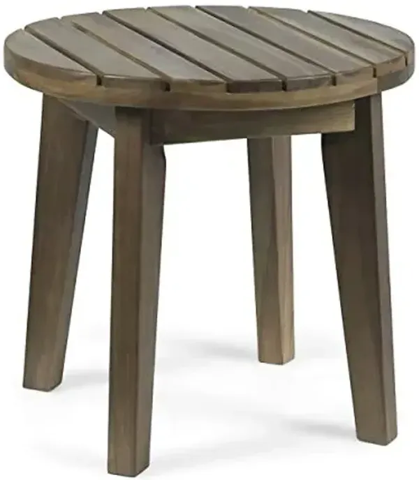 Christopher Knight Home Parker Outdoor 16" Acacia Wood Side Table, Gray Finish