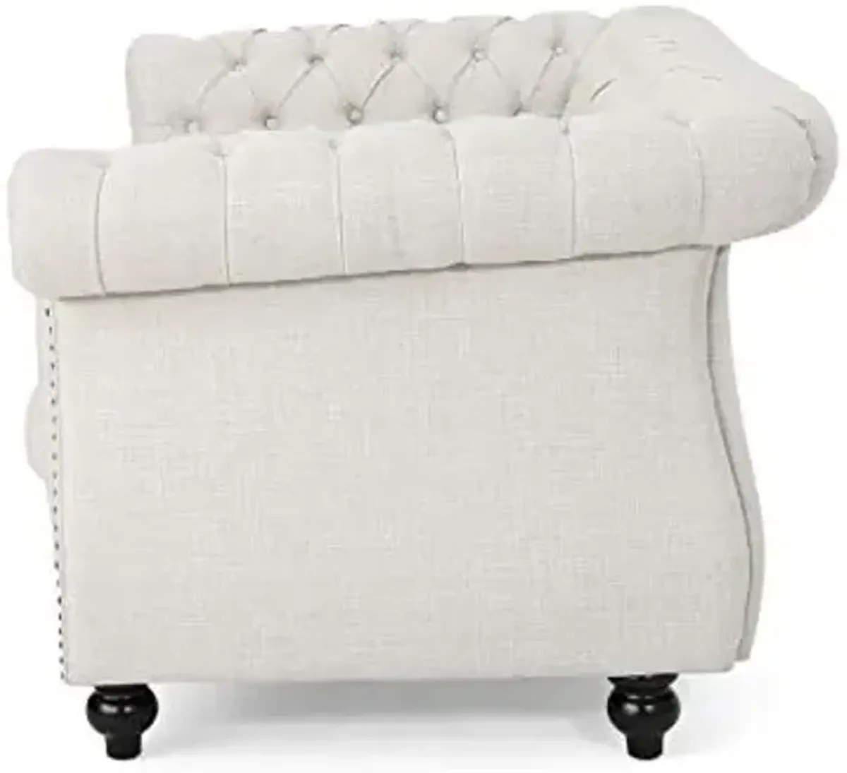 Christopher Knight Home Karen Traditional Chesterfield Loveseat Sofa, Beige and Dark Brown, 61.75 x 33.75 x 27.75