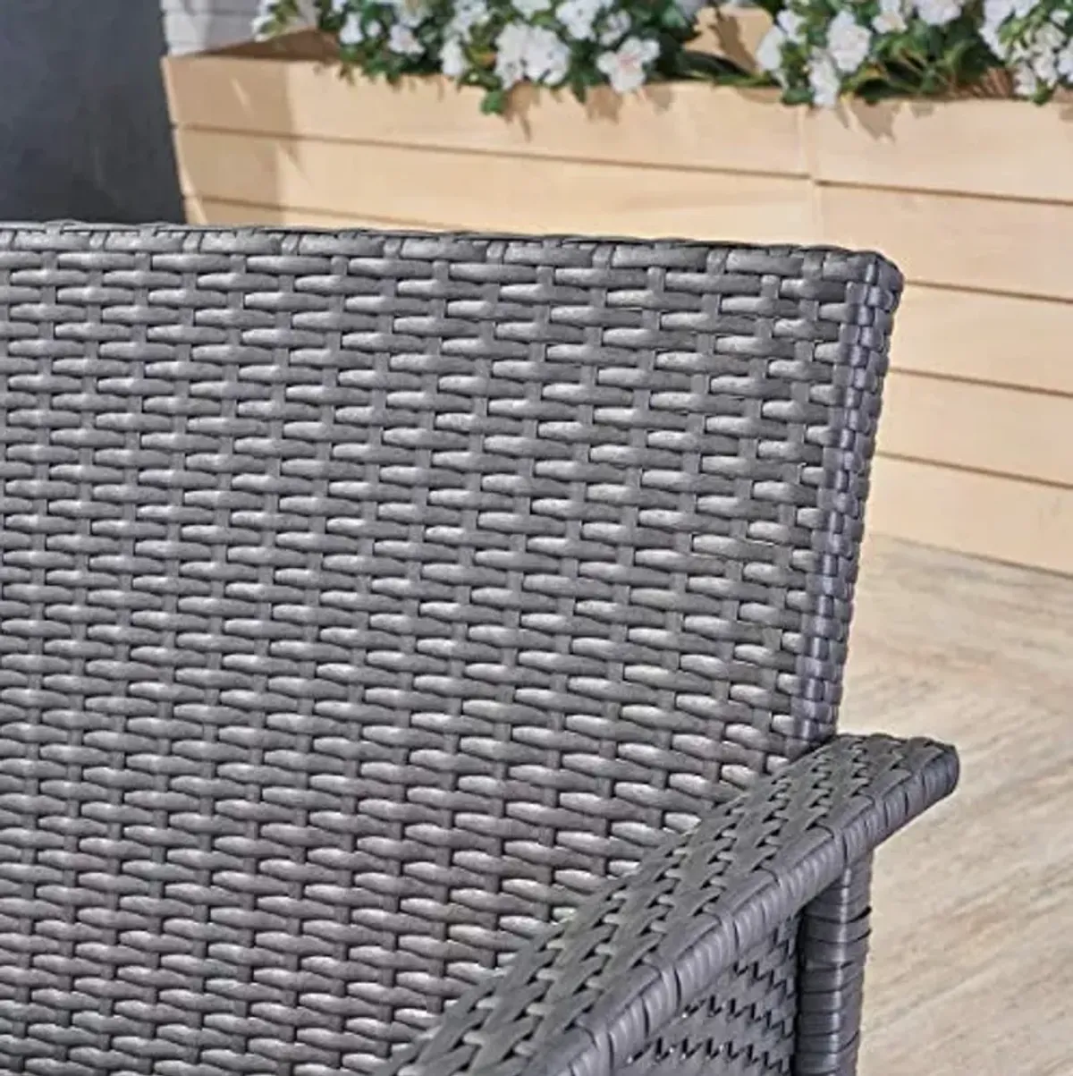 Christopher Knight Home Mason Outdoor 7 Seater Wicker Chat Set with Fire Pit, Gray/Silver/Gray