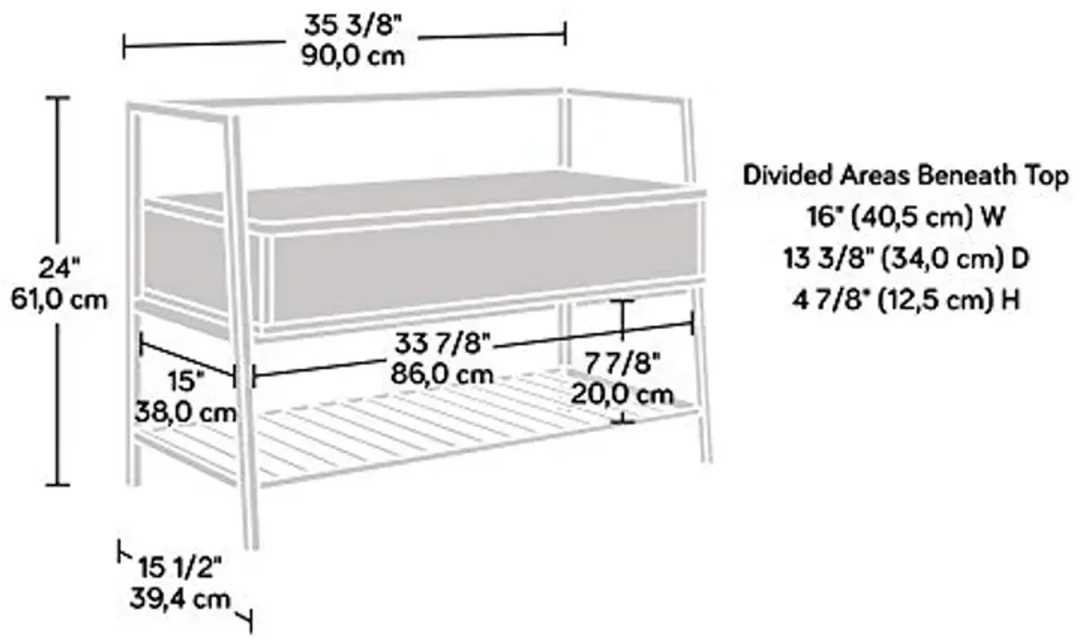 Sauder North Avenue Storage Bench, Smoked Oak finish