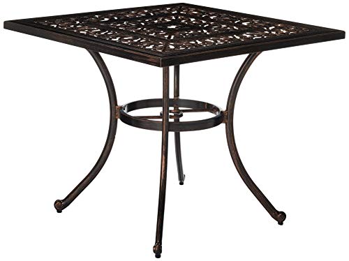 Christopher Knight Home Jamie Outdoor Square Cast Aluminum Dining Table, Shiny Copper