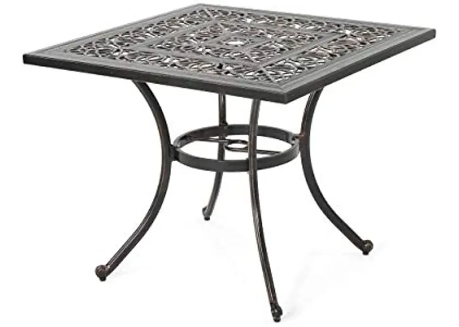 Christopher Knight Home Jamie Outdoor Square Cast Aluminum Dining Table, Shiny Copper