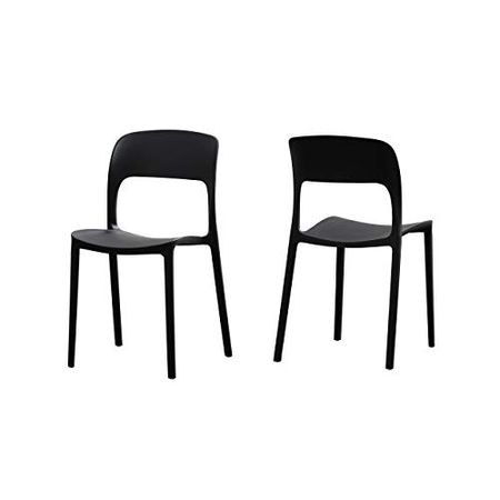 Christopher Knight Home Dean Outdoor Plastic Chairs (Set of 2), Black