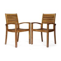 Christopher Knight Home Watts Outdoor Acacia Wood Dining Chairs, Teak Finish (Set of 2)