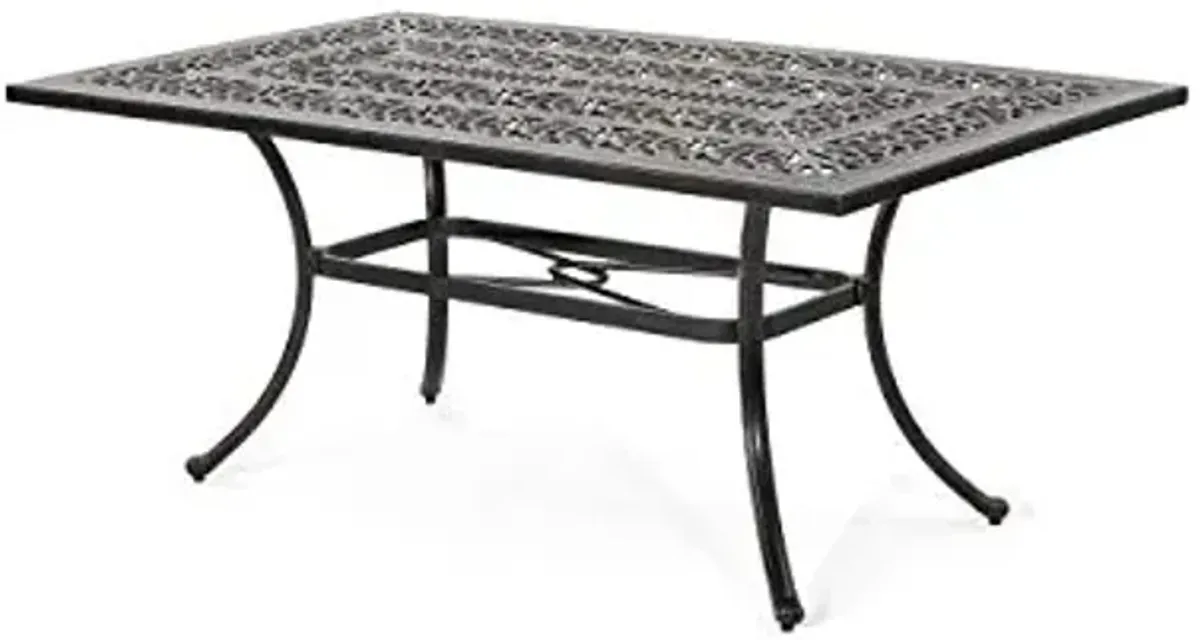 Christopher Knight Home Jamie Outdoor Rectangular Cast Aluminum Dining Table, Shiny Copper