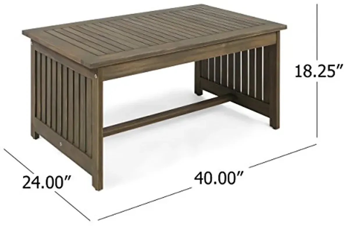 Christopher Knight Home Grace Outdoor Acacia Wood Coffee Table, Gray Finish