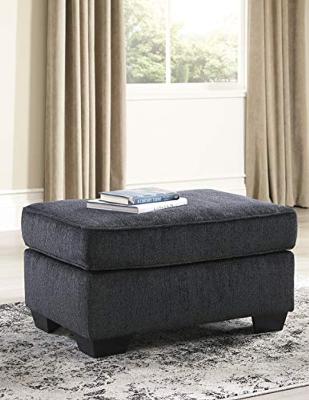 Signature Design by Ashley Altari Modern Rectangular Accent Ottoman, Dark Gray