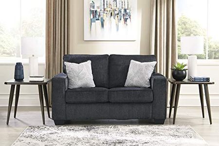 Signature Design by Ashley Altari Modern Loveseat with 2 Accent Pillows, Dark Gray