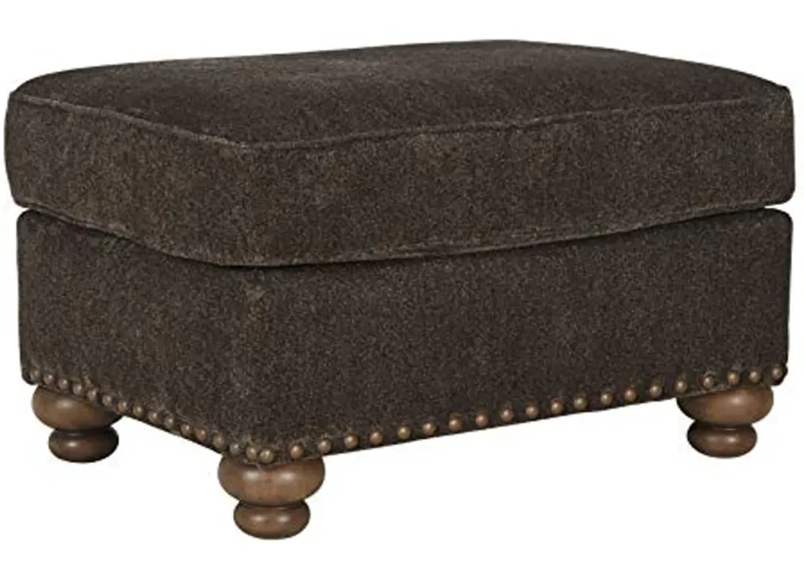 Signature Design by Ashley Stracelen New Traditional Ottoman with Nailhead Trim, Dark Brown Small