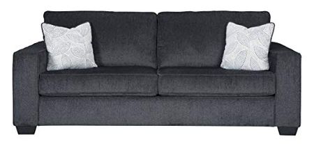 Signature Design by Ashley Altari Modern Sofa with 2 Accent Pillows, Dark Gray