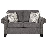 Benchcraft - Agleno Contemporary Loveseat with Nailhead Trim - Charcoal