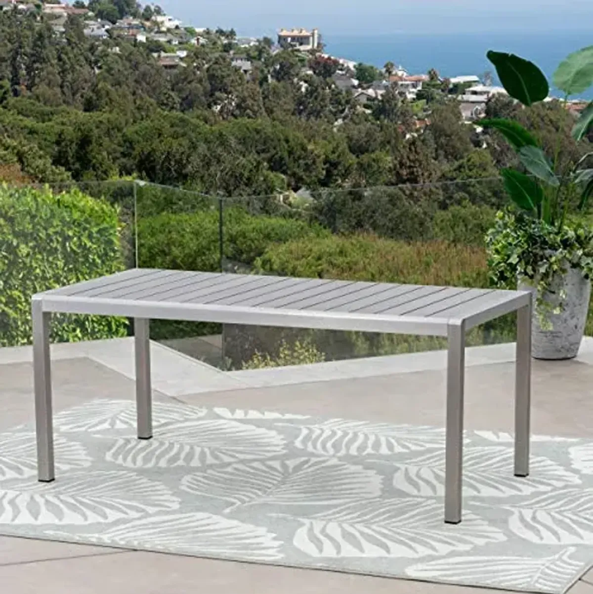 Christopher Knight Home Coral Outdoor 7 Piece Dining Set with Table, Gray