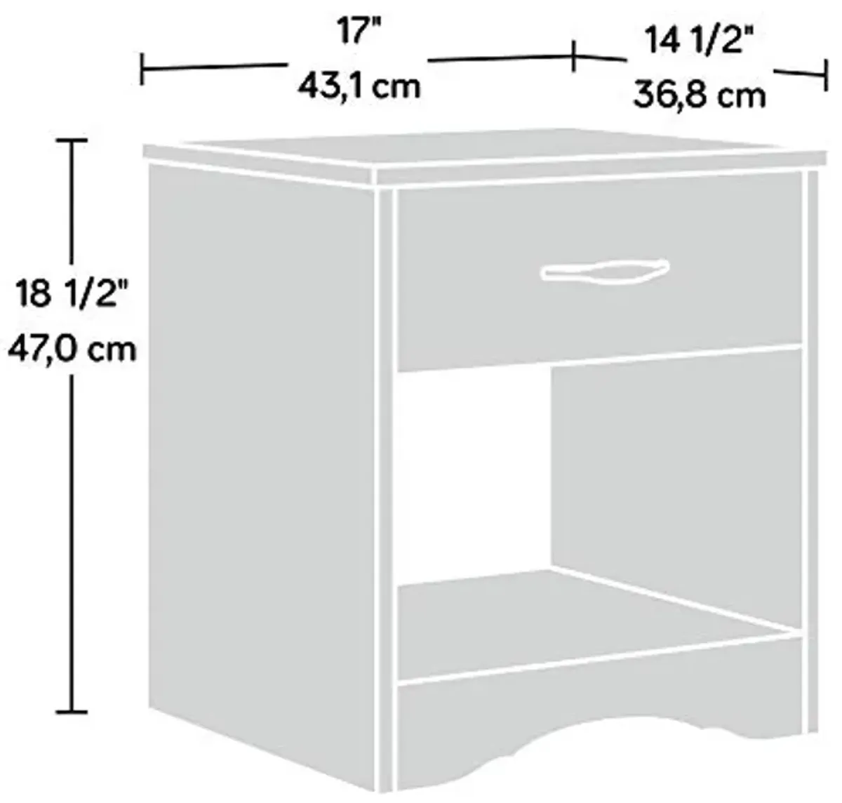 Sauder Beginnings Night Stand, Brook Cherry finish