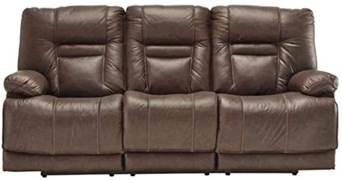 Signature Design by Ashley Wurstrow Leather Adjustable Dual Sided Power Reclining Sofa with USB Charging Brown