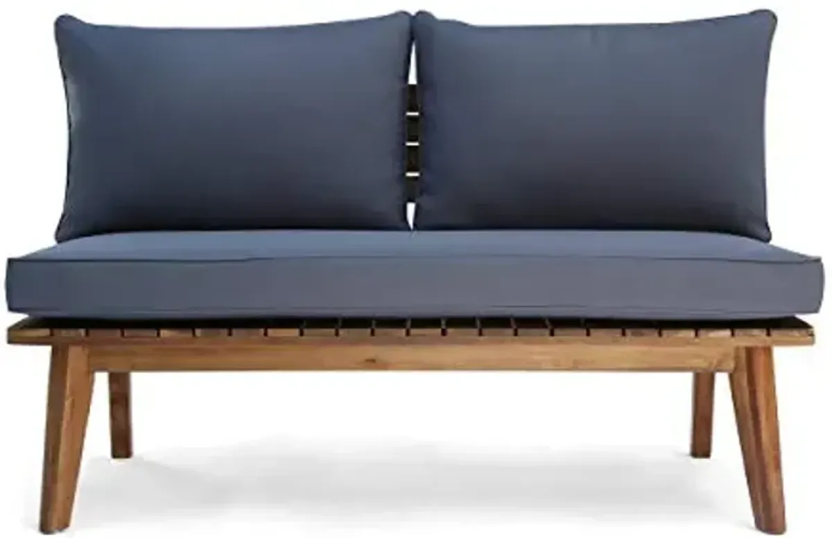 Christopher Knight Home Boyle Outdoor Acacia Wood Loveseat, Teak Finish/Gray