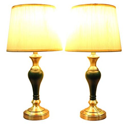 Urbanest Set of 2 Lincolnshire Table Lamps in Hunter Green with Ivory Pleated Shades