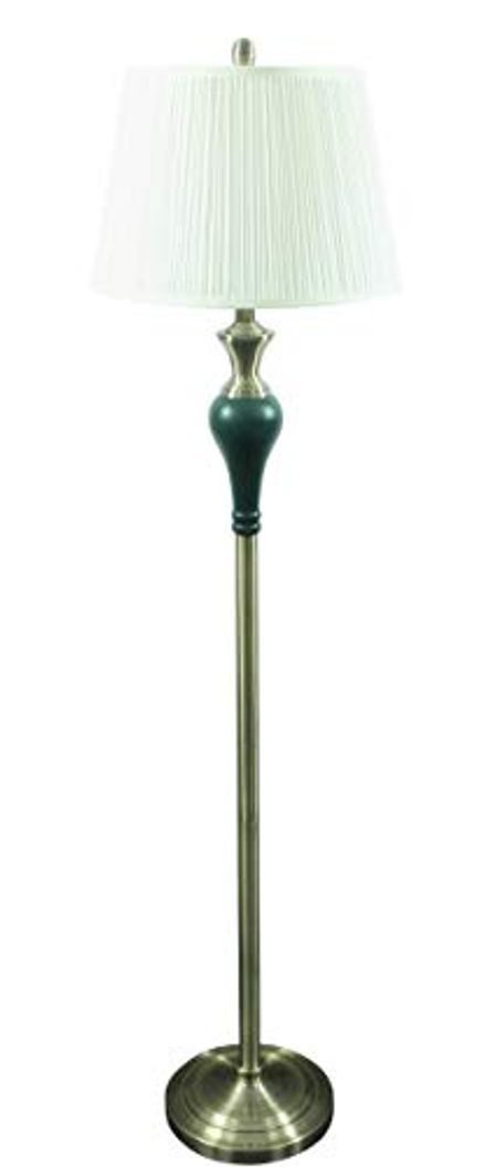 Urbanest Lincolnshire Floor Lamp in Hunter Green with Ivory Pleated Shades