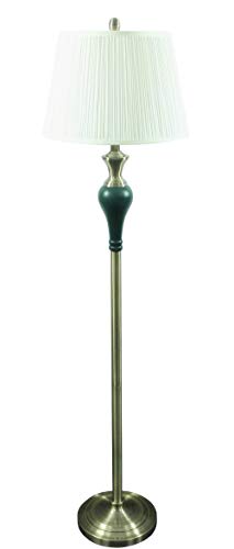Urbanest Lincolnshire Floor Lamp in Hunter Green with Ivory Pleated Shades