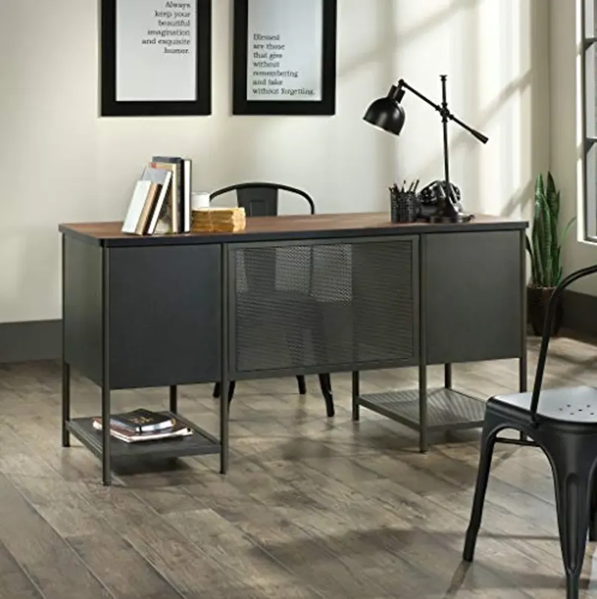 Sauder Boulevard Café Executive Desk, Black finish