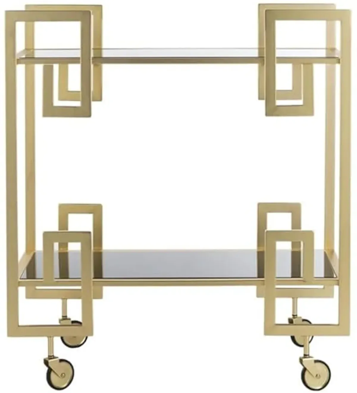 Safavieh Eliza Bar Cart, Brass and Black Glass