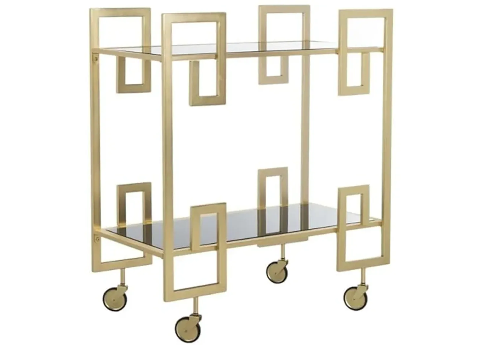 Safavieh Eliza Bar Cart, Brass and Black Glass