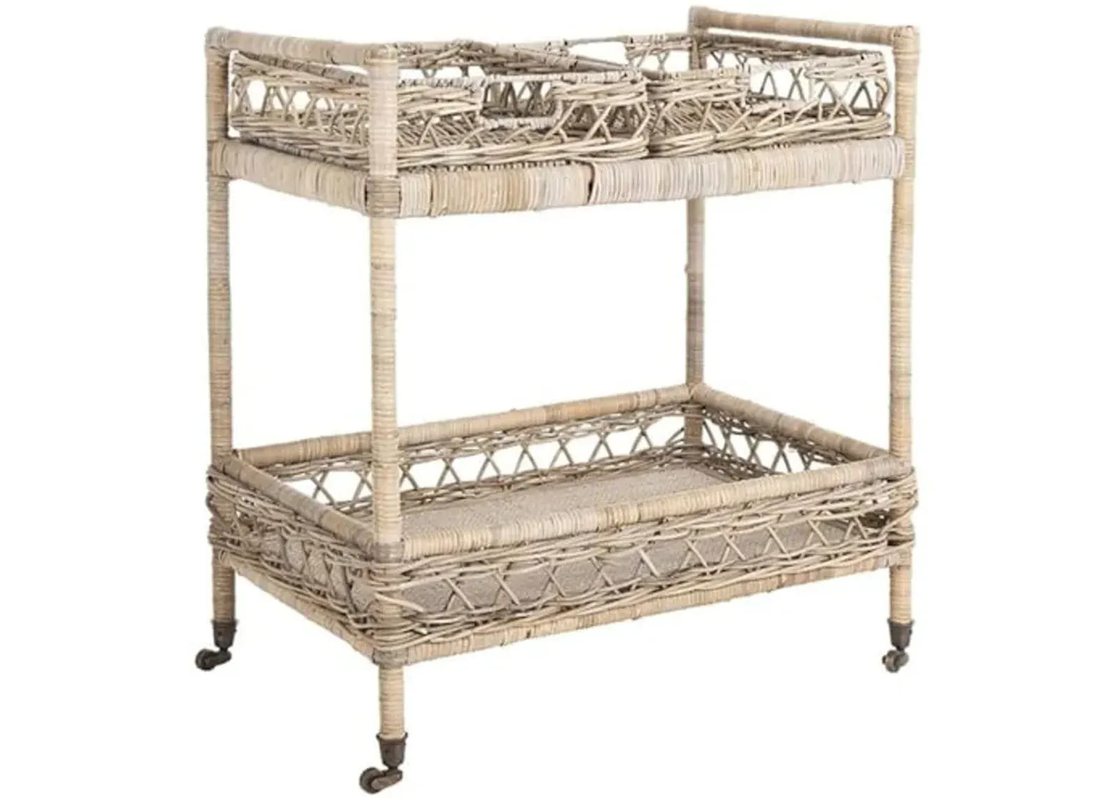 Safavieh Ambrose Bar Cart, Grey Wash and Antique Brass