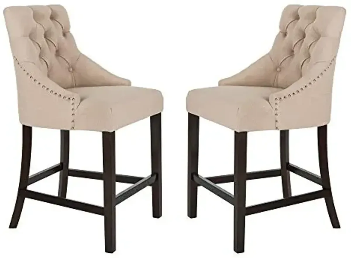 Safavieh Eleni Counter Stool, Beige/Espresso