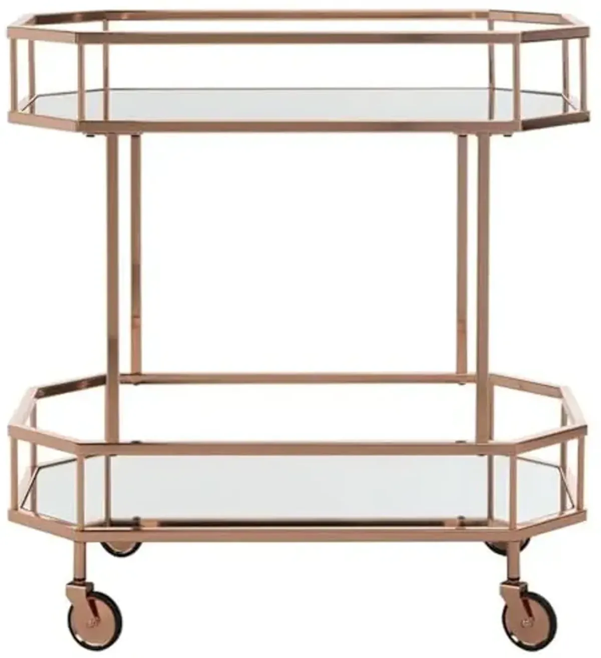 Safavieh Silva Bar Cart, Rose Gold/Mirror