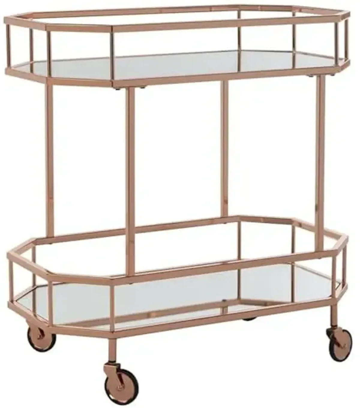 Safavieh Silva Bar Cart, Rose Gold/Mirror