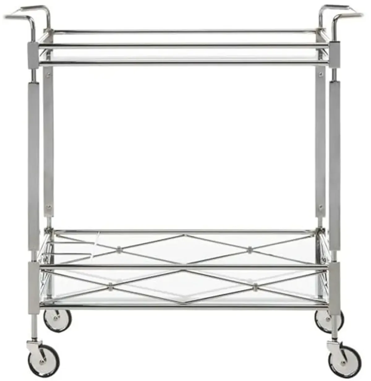 Safavieh Home Collection Ingrid Chrome and Tempered Glass 2-Tier Rectangle Bar Cart