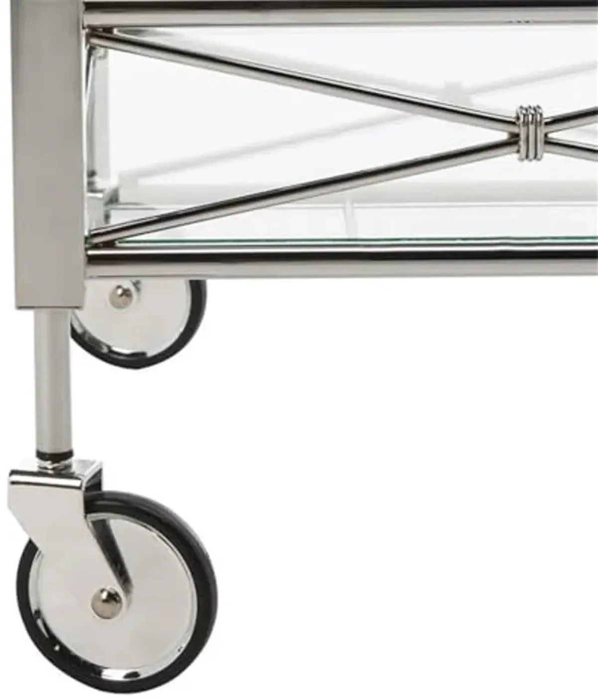 Safavieh Home Collection Ingrid Chrome and Tempered Glass 2-Tier Rectangle Bar Cart