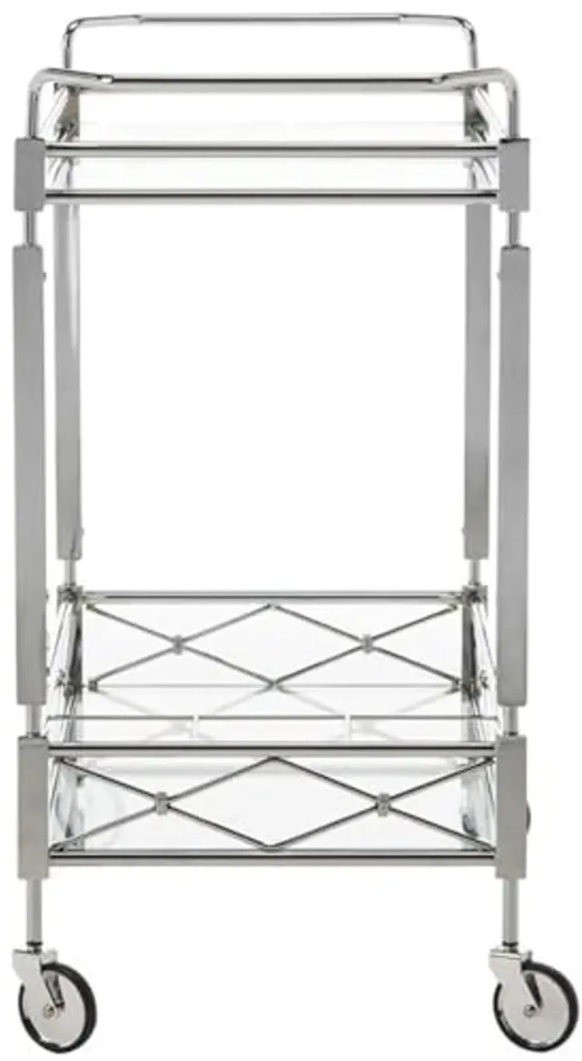 Safavieh Home Collection Ingrid Chrome and Tempered Glass 2-Tier Rectangle Bar Cart