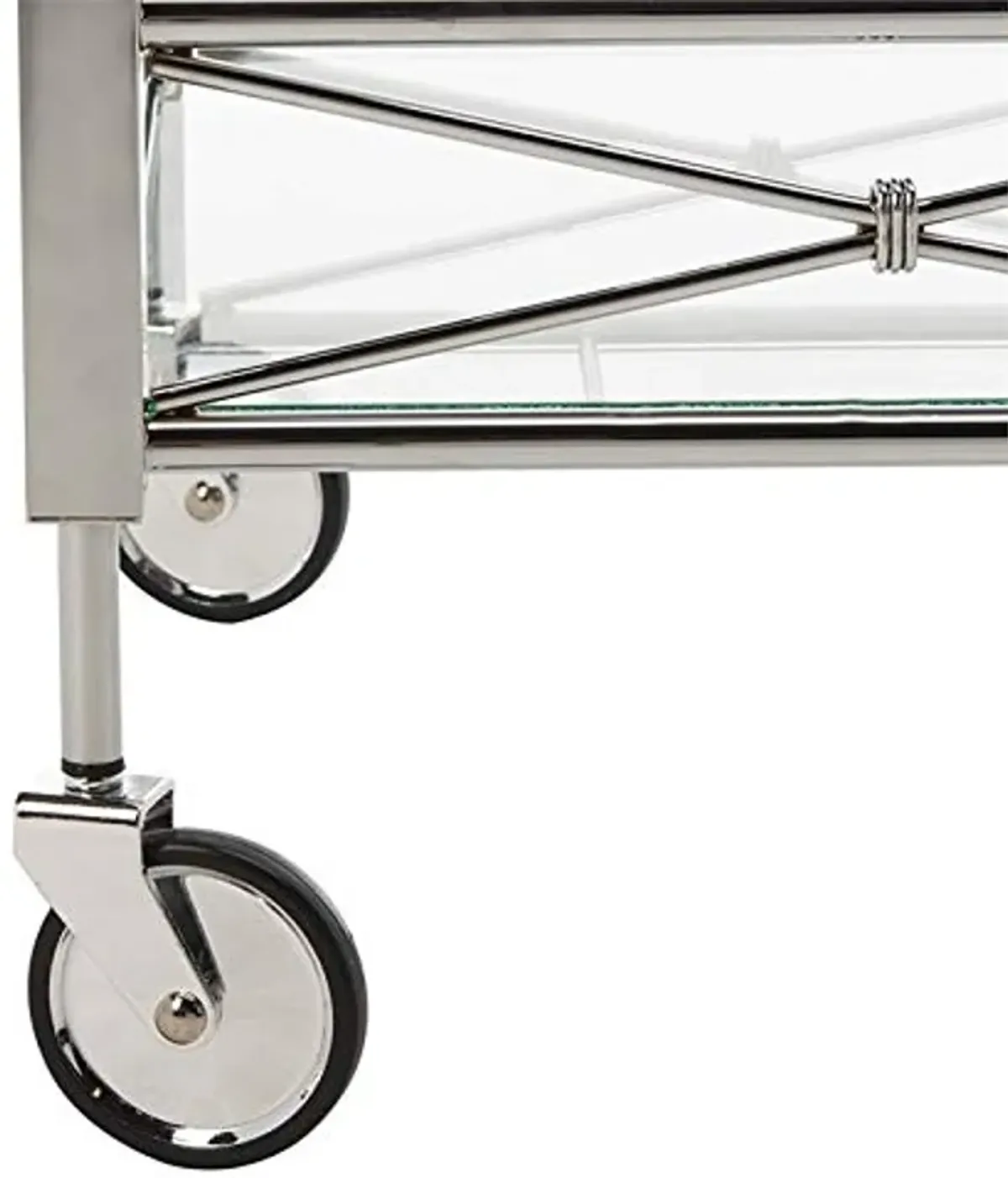 Safavieh Home Collection Ingrid Chrome and Tempered Glass 2-Tier Rectangle Bar Cart