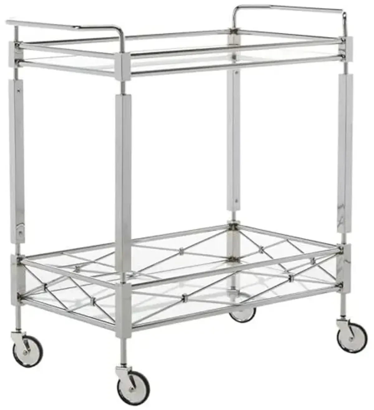 Safavieh Home Collection Ingrid Chrome and Tempered Glass 2-Tier Rectangle Bar Cart