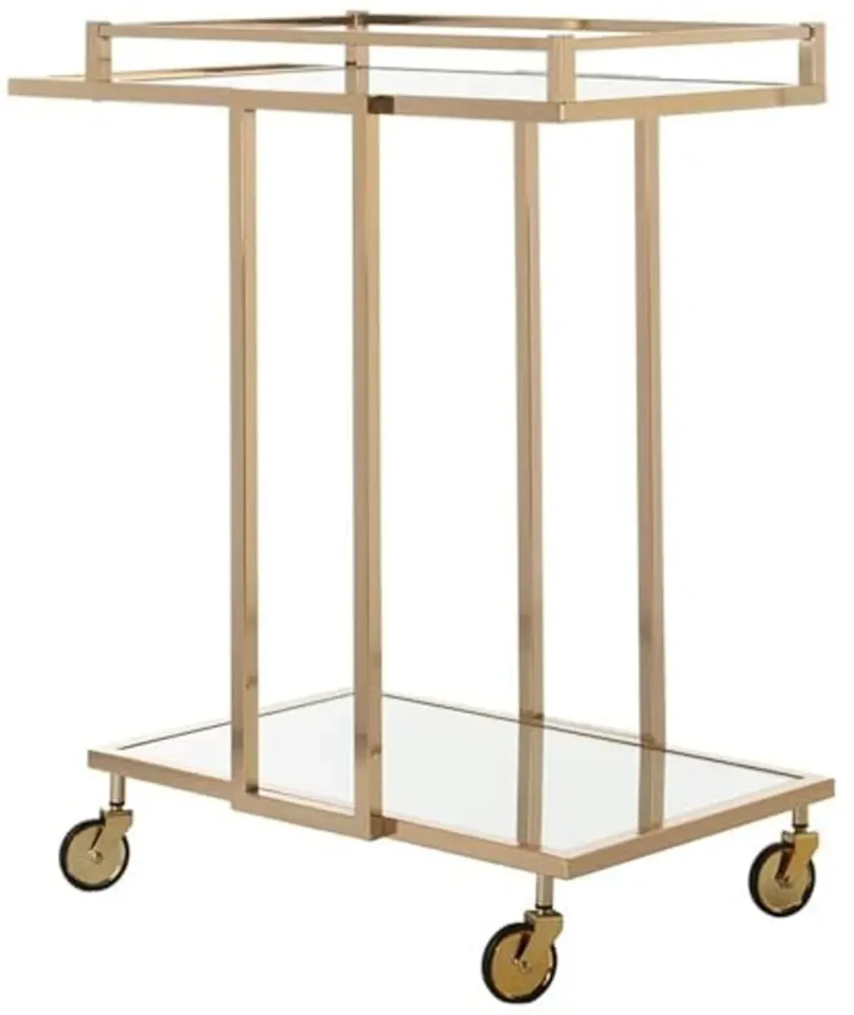 Safavieh Home Collection Capri BCT8003A Gold and Mirror 2 Tier Rectangle Bar Cart