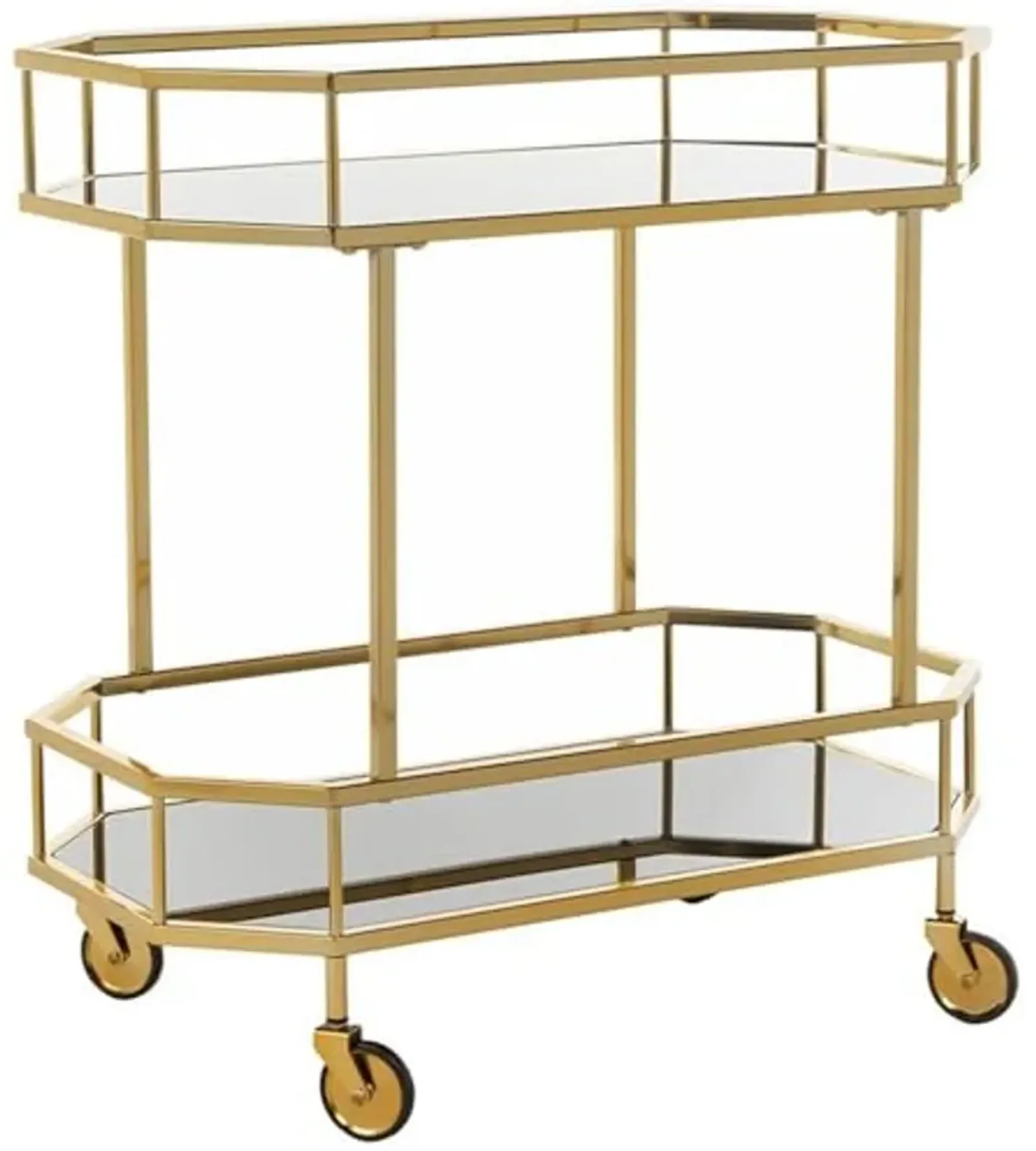 Safavieh Home Collection Silva Brass and Black Glass 2-Tier Octagon Bar Cart