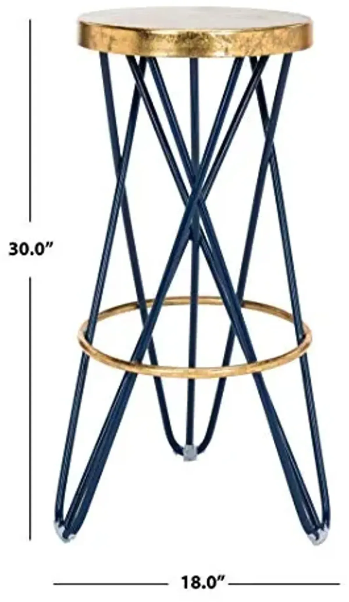 Safavieh Home Collection Lorna Navy and Gold Leaf 30-inch Bar Stool