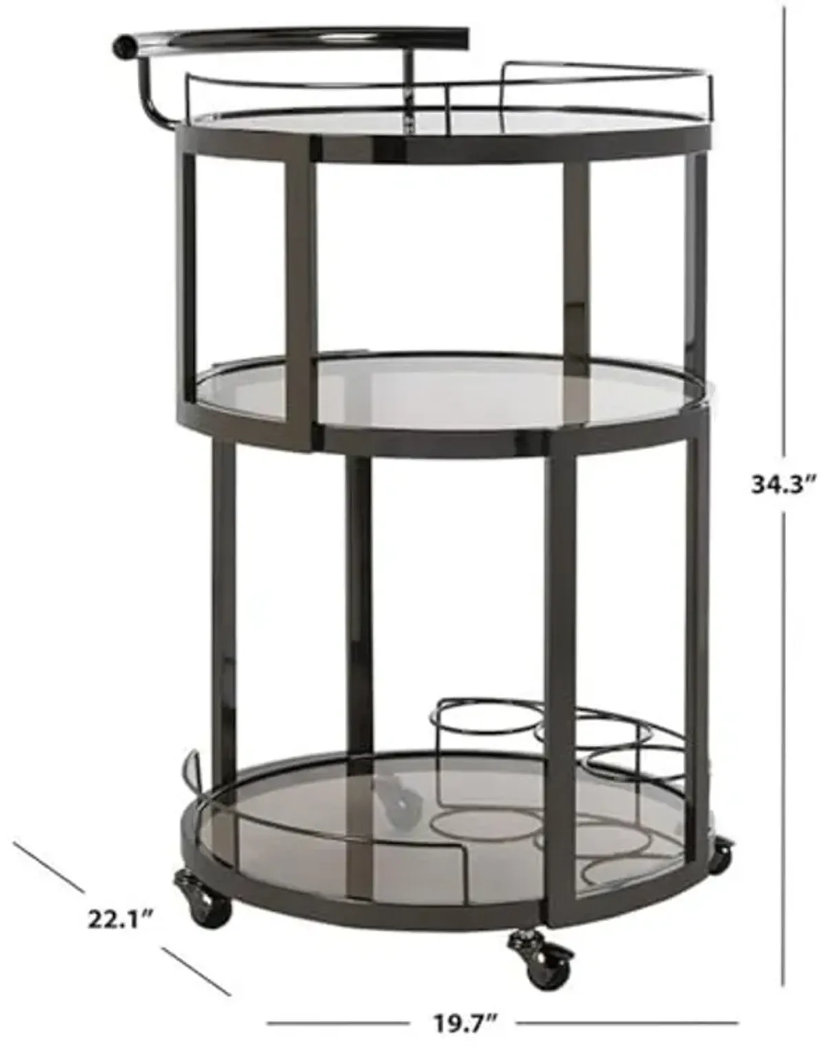 Safavieh Rio Bar Cart, 0, Black Nickel/Tea