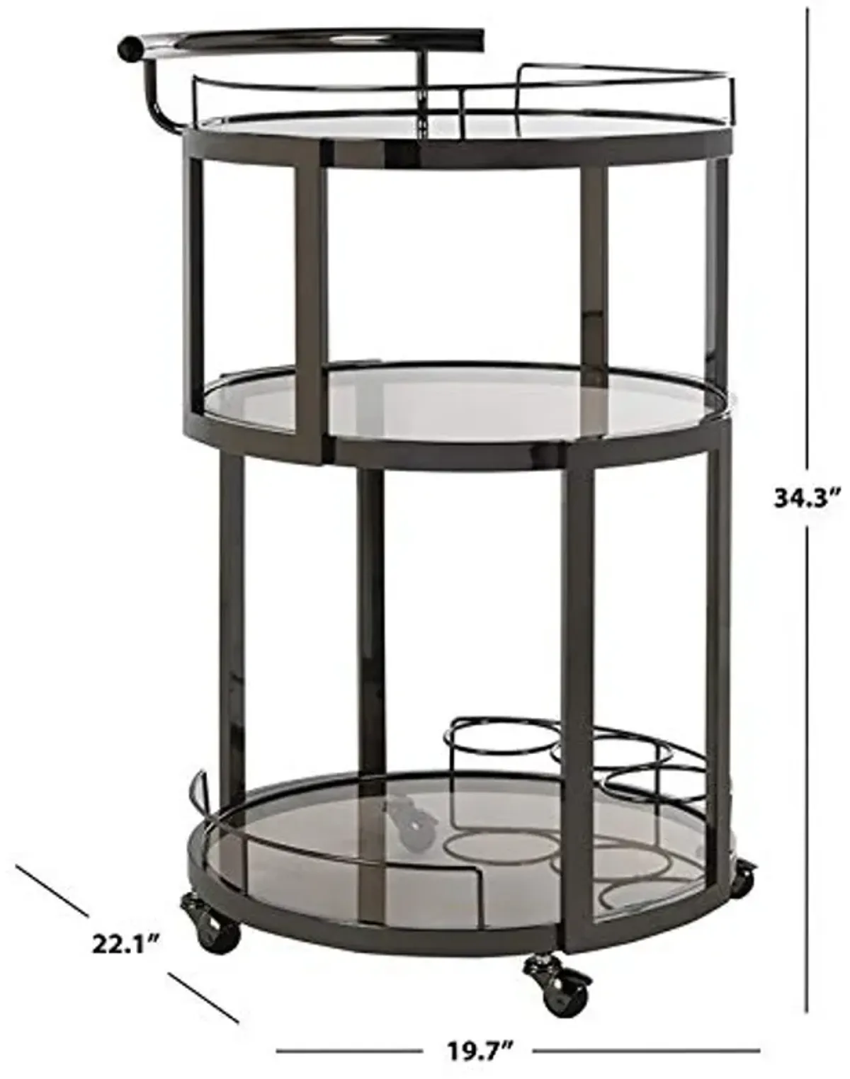 Safavieh Rio Bar Cart, 0, Black Nickel/Tea