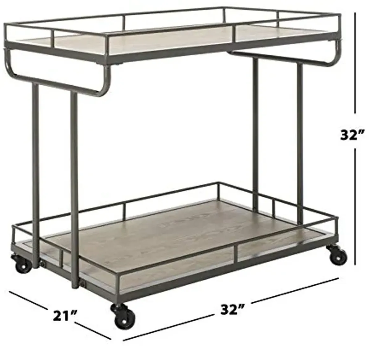 Safavieh Dawson Bar Cart, Rustic Oak/Gunmetal