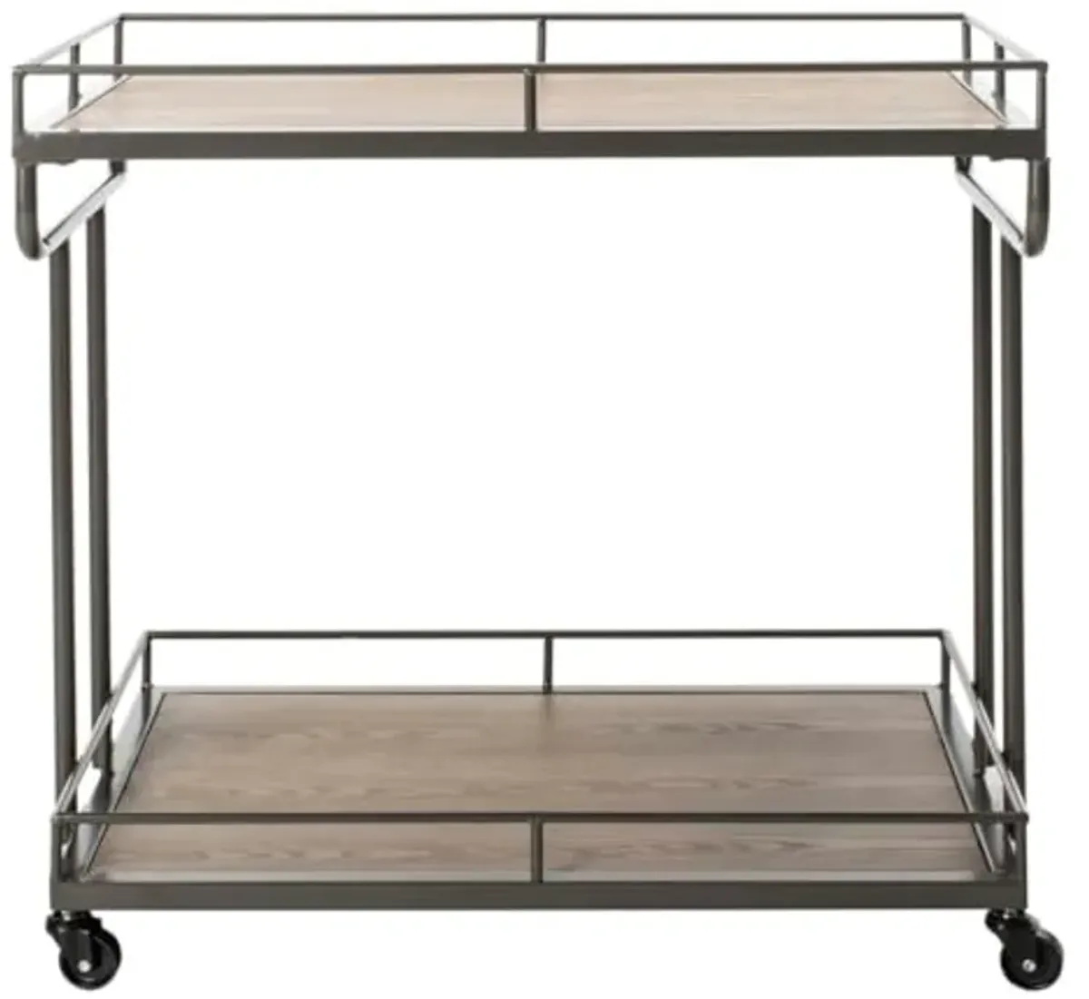 Safavieh Dawson Bar Cart, Rustic Oak/Gunmetal