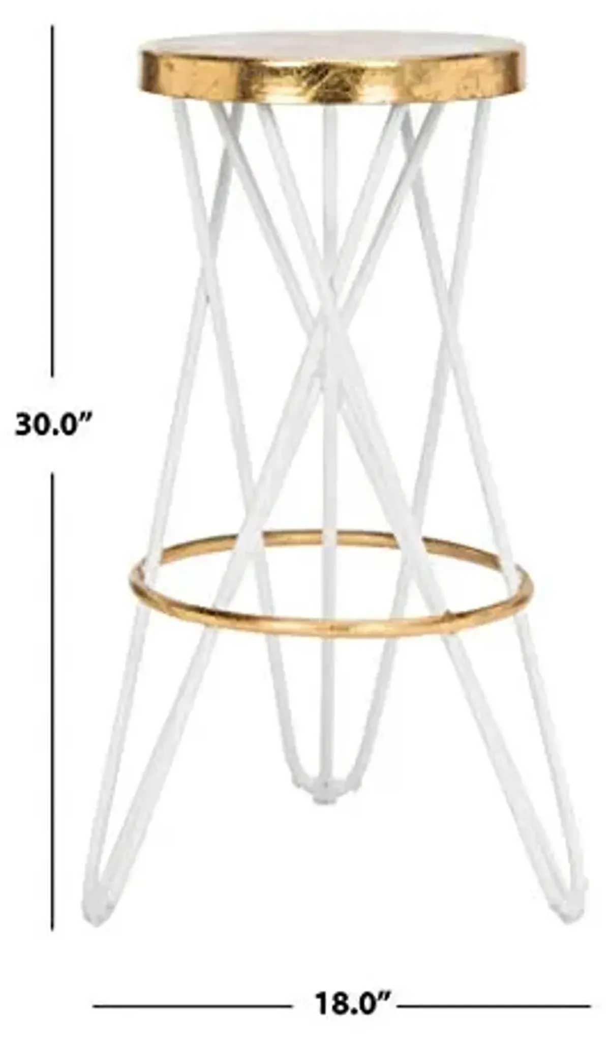 Safavieh Lorna Bar Stool, White/Gold