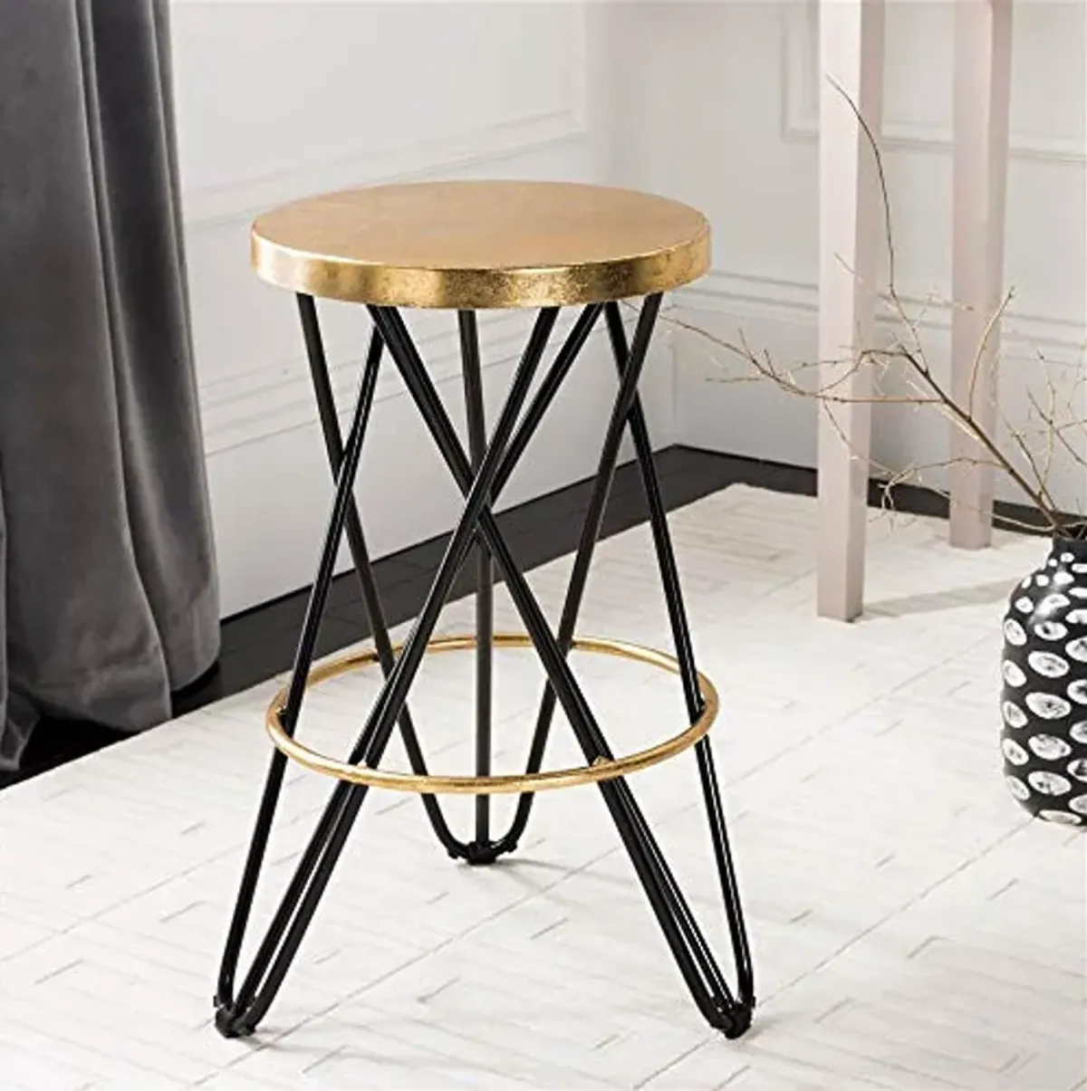 Safavieh Lorna Counter Bar Stool, Black/Gold